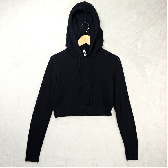Alo Yoga Hoodie Womens Small Black Cropped Sweatshirt Fitness Gym Workout - Picture 1 of 7